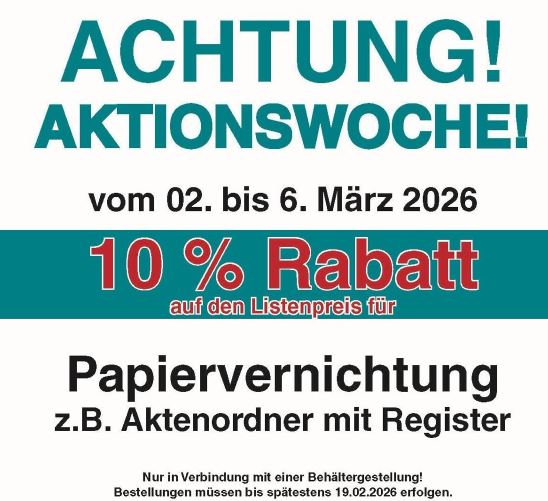 Aktionswoche – Papiervernichtung vom 02. bis 06. März 2026
